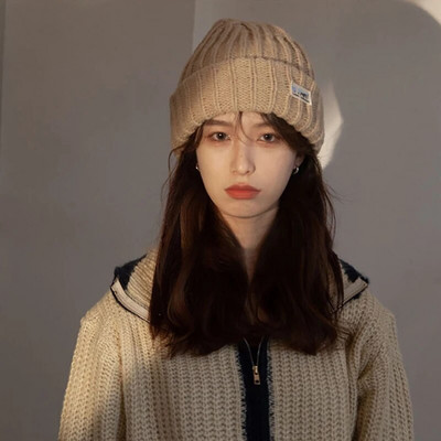 Korea jämevillane silmkoeline müts naistele Talvine soe kõrvaklapp, müts Tüdrukutele suusasõidukapott Moodne ühevärviline nokamüts 모자