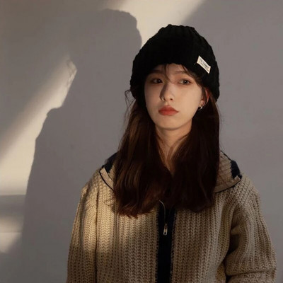 Korea jämevillane silmkoeline müts naistele Talvine soe kõrvaklapp, müts Tüdrukutele suusasõidukapott Moodne ühevärviline nokamüts 모자