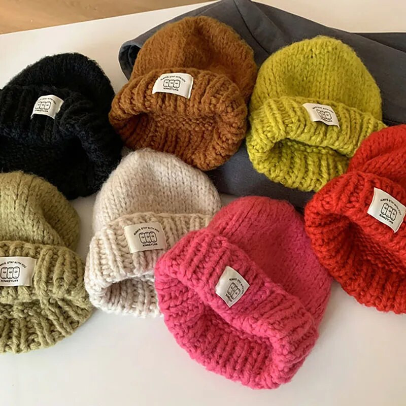 Korea jämevillane silmkoeline müts naistele Talvine soe kõrvaklapp, müts Tüdrukutele suusasõidukapott Moodne ühevärviline nokamüts 모자