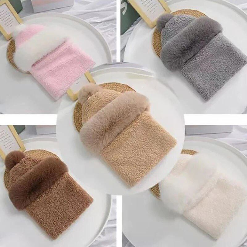 Ziemas āra trikotāžas cepure Sieviešu vilna trikotāžas cepure slēpošanas cepures komplekti plīša flīsa vēja necaurlaidīga bieza šalle apkakle Silti puloveri maskētas cepures