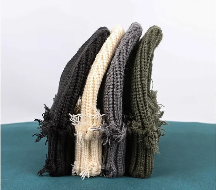 Jaunums Modes trikotāžas Ziemas noplucis caurums Vīriešu Skullies Beanes Unisex Hip-Hop Cieta Silta Cepure sievietēm Dāvanā Touca Cepures