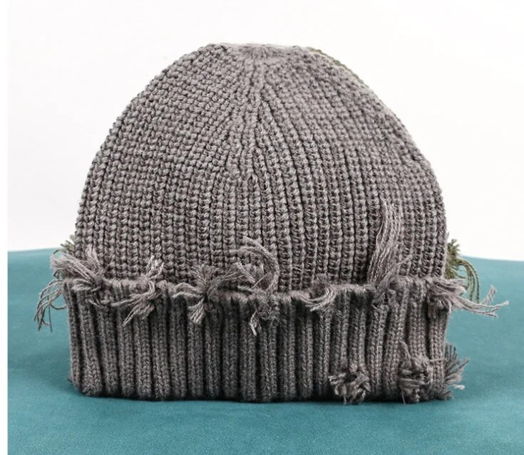 Jaunums Modes trikotāžas Ziemas noplucis caurums Vīriešu Skullies Beanes Unisex Hip-Hop Cieta Silta Cepure sievietēm Dāvanā Touca Cepures