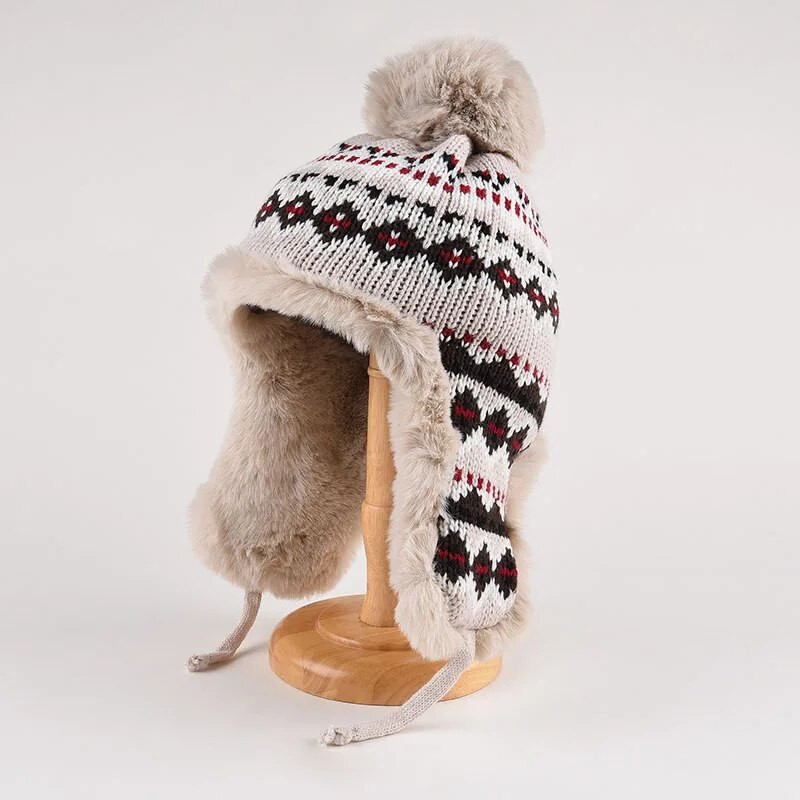 Modes retro Lei Feng cepure sievietēm silta rudens un ziemas plīša vēja necaurlaidīga daudzpusīga ausu aizsardzība trikotāžas cepure slēpošanas cepure