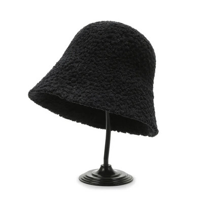 RICYGVM lambafliisist naiste Panama basseini müts mood C-täht ämbrimüts ühevärviline villane kalamehemüts talve soojad plüüsist visiirid