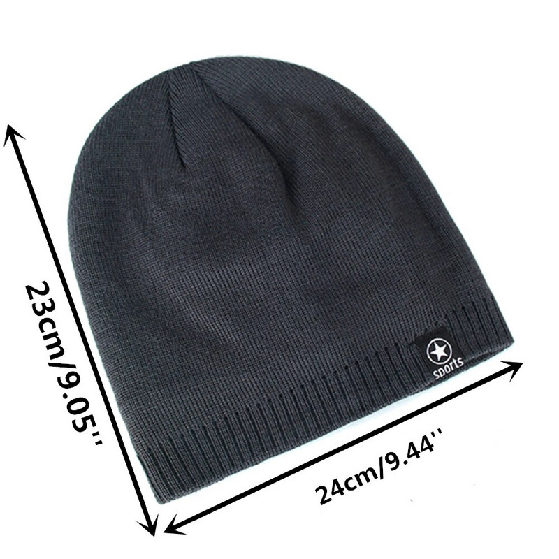 Jaunas Unisex ziemas cepures Vienkrāsainas trikotāžas cepures vīriešiem un sievietēm Star Sports Beanie Cap Outdoor Pievienot kažokādu oderi Siltas slēpošanas cepures