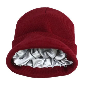 Καπέλα Beanie με χειμωνιάτικο μεταξωτό σατέν γυναικείο καπέλο ανδρικό Unisex Χοντρό χοντρό καπέλο ριγέ ζεστό μαλακό κασμίρ υψηλής ποιότητας πλεκτό καπέλο φασόλι