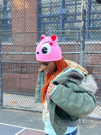 Unisex kawaii Χαριτωμένο καπέλο μόδας Χειμερινά πλεκτά καπέλα για πάρτι Ροζ Αστεία καπέλο για γυναίκες Ανδρικό σχέδιο Hip-hop Personality Cold y2k