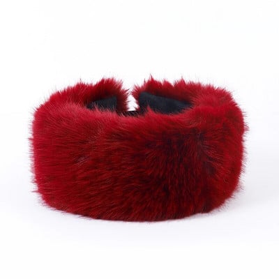 Șapcă rusească, pufoasă, groasă, cu topless, la modă, iarnă, călduroasă, de pluș, pentru urechi, căciuli de schi în aer liber, pentru femei, șepci rezistente la vânt.