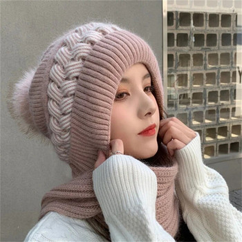 2023 Winter Hat Beanies Γυναικείο κασκόλ Κασκόλ Ζεστό αναπνέον πλεκτό καπέλο κουνελιού με μείγμα μαλλιών για γυναίκες Καπέλα προστασίας διπλών στρωμάτων