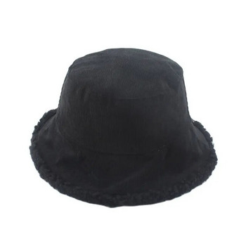 Unisex Harajuku κοτλέ καπέλο ανδρικό καπέλο αναστρέψιμο καπέλο ψαρά Φθινοπωρινό χειμερινό αρνί μαλλί Εξωτερικό ζεστό καπέλο Panama για γυναίκες
