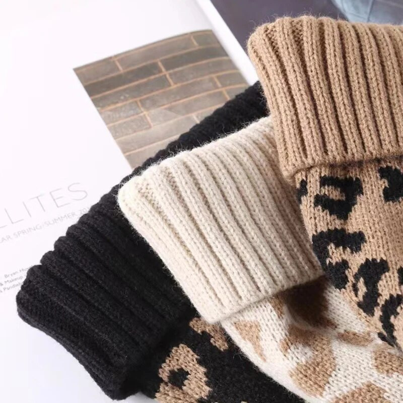 Leopardo megztos kepurės vyrams Moterų rudens žieminės kepuraitės kepuraitės lauke žieminės kepuraitės storos šiltos kepuraitės berniukams mergaitėms madinga pom pom kepurė