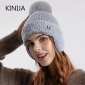 Plīša ausu aizsardzības cepure sievietēm ziemā Krievijā, āra bieza, vēja necaurlaidīga silta trikotāžas cepure Modes aukstumizturīga Benines cepure