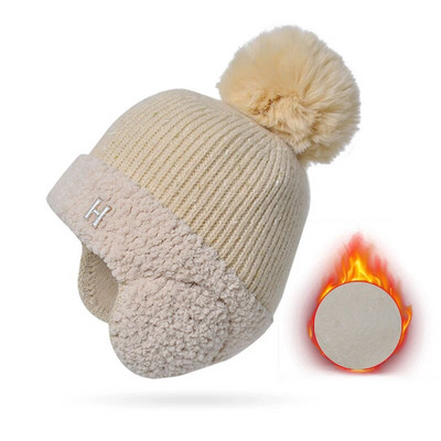 Plīša ausu aizsardzības cepure sievietēm ziemā Krievijā, āra bieza, vēja necaurlaidīga silta trikotāžas cepure Modes aukstumizturīga Benines cepure