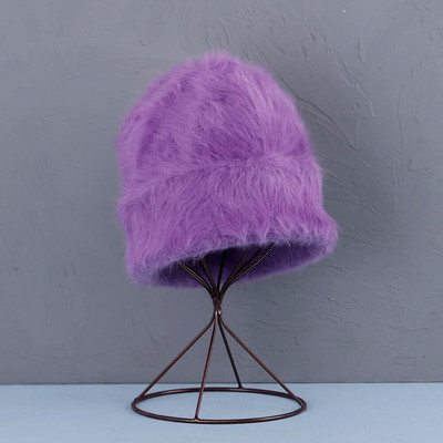 2022. aasta uus mood Küüliku karusnahast Beanies Pehme Soe kohev Erksavärviline siidist talvemüts naistele Müts Skullies Beanies Kapoti müts