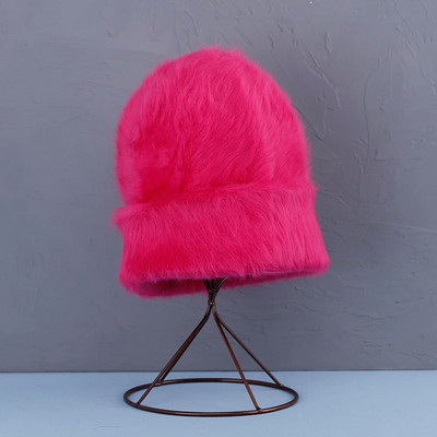 2022. aasta uus mood Küüliku karusnahast Beanies Pehme Soe kohev Erksavärviline siidist talvemüts naistele Müts Skullies Beanies Kapoti müts