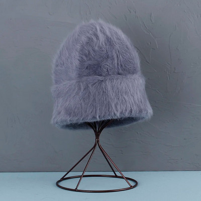 2022. aasta uus mood Küüliku karusnahast Beanies Pehme Soe kohev Erksavärviline siidist talvemüts naistele Müts Skullies Beanies Kapoti müts