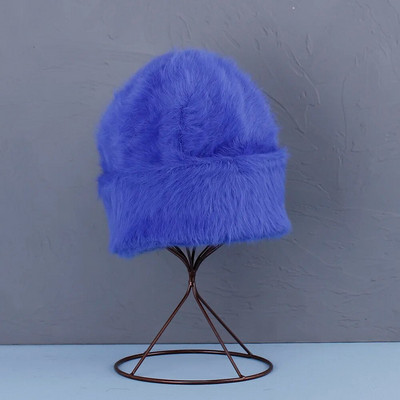 2022. aasta uus mood Küüliku karusnahast Beanies Pehme Soe kohev Erksavärviline siidist talvemüts naistele Müts Skullies Beanies Kapoti müts