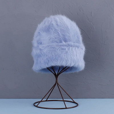 2022. aasta uus mood Küüliku karusnahast Beanies Pehme Soe kohev Erksavärviline siidist talvemüts naistele Müts Skullies Beanies Kapoti müts