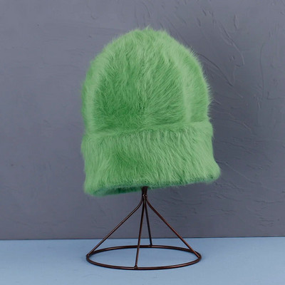 2022. aasta uus mood Küüliku karusnahast Beanies Pehme Soe kohev Erksavärviline siidist talvemüts naistele Müts Skullies Beanies Kapoti müts