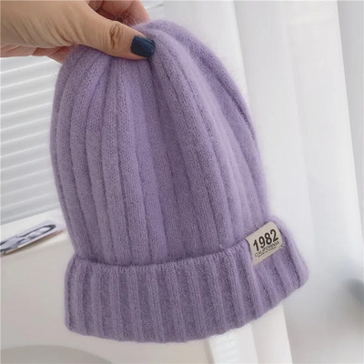 Jauna dāmu ziemas trikotāžas cepure Angoras truša kažokādas ausu beanie cepure sievietēm.