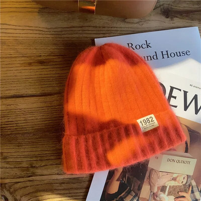 Jauna dāmu ziemas trikotāžas cepure Angoras truša kažokādas ausu beanie cepure sievietēm.