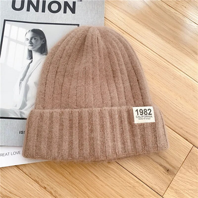 Jauna dāmu ziemas trikotāžas cepure Angoras truša kažokādas ausu beanie cepure sievietēm.