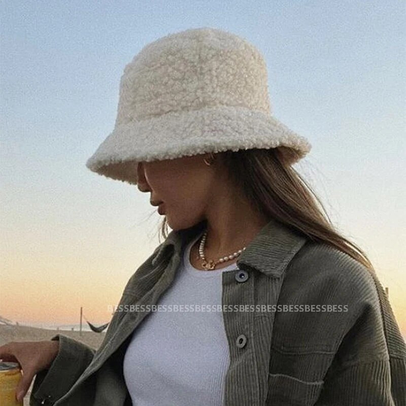 Sieviešu Bucket Hat Plīša Panamas cepures Femme Outdoor Saglabā siltumu Rudens Ziemas Korejas stila Modes Ausu Aizsardzība Zvejnieka cepure