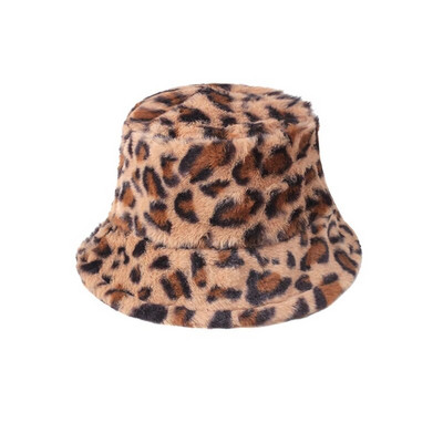 Kohevad soojad ämbrikübarad Naiste Luksuslik Paks Leopardimustriline Naiste Päikesemütsi Sügistalvine Kalamees Panama Igapäevased aksessuaarid