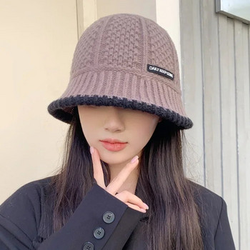 Γυναικείο καπέλο Χειμερινό ζεστό πλεκτό καπέλο καπέλο ζεστό καπέλα ψαρά Γυναικεία μόδα Κορεάτικο Beanie Lady ρετρό μαύρο καπέλο Panama για γυναίκες