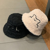 Ziemas plīša silta Panamas zvejnieku cepure sieviešu bieza jēra vilnas kausa cepure dāmām. Cieta, jauka lāča cepure