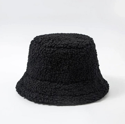 Sieviešu cepure, cieta mākslīgā kažokāda, silta sieviešu cepure Mākslīgās kažokādas ziemas kausa cepure sievietēm āra sauļošanās saules aizsargcepure Panama dāmu cepure