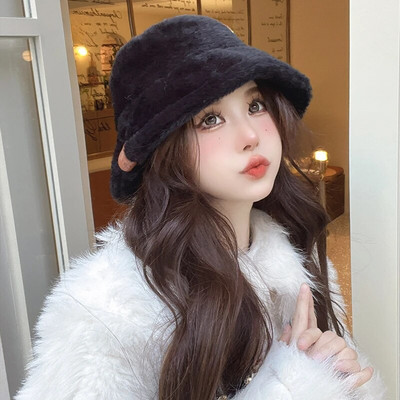 Ziemas kausa cepure Sieviešu āra bieza silta Panamas vāciņš Solid Leopard Mīkstas mākslīgās kažokādas Sieviešu meiteņu zvejnieku kausa cepures