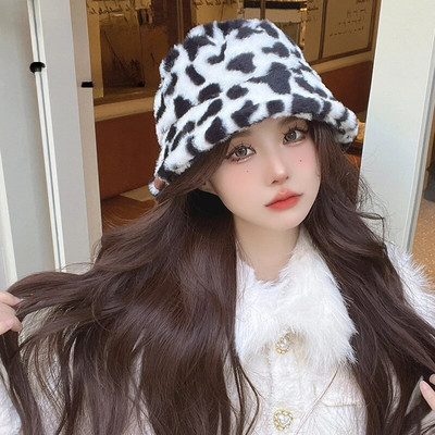 Ziemas kausa cepure Sieviešu āra bieza silta Panamas vāciņš Solid Leopard Mīkstas mākslīgās kažokādas Sieviešu meiteņu zvejnieku kausa cepures