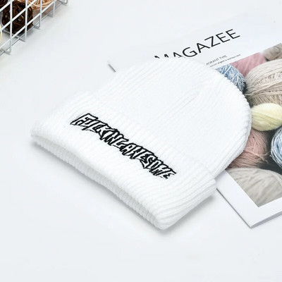 Căciulițe tricotate cu broderie cu drujba Pochita Pălării bărbați, femei, solide, iarnă, călzătoare, pălării de schi, șapcă elastică moale, șapcă de sport.