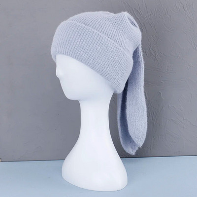 2023. g. jaukas Truša ausis Pupiņas Mīksta Silta Pūkaina Ziemas Cepure Sievietēm Adīta Cepure Skullies Beanies Sieviešu pārsegs Vienkrāsains