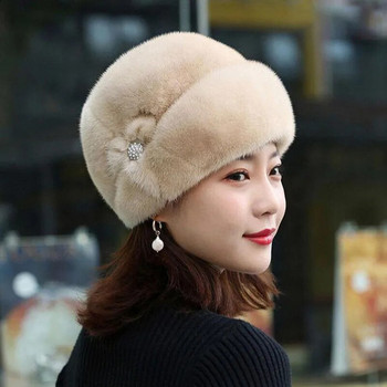Παχύ βελούδινο καπέλο Νέο χειμωνιάτικο καπέλο για γυναίκες από ψεύτικη γούνα Χειμερινά καπέλα Μπόνε για γυναίκες Beanies Μονόχρωμο βελούδινο αφράτο καπέλο Γυναικείο
