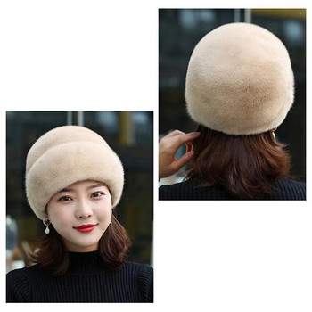 Παχύ βελούδινο καπέλο Νέο χειμωνιάτικο καπέλο για γυναίκες από ψεύτικη γούνα Χειμερινά καπέλα Μπόνε για γυναίκες Beanies Μονόχρωμο βελούδινο αφράτο καπέλο Γυναικείο