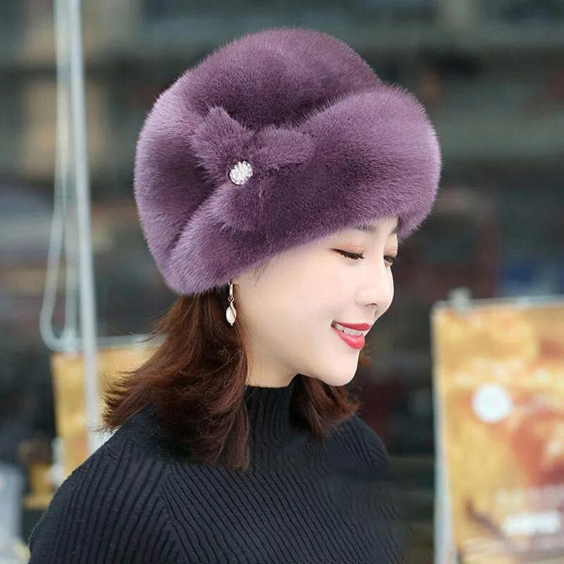 Paks plüüsist müts Uus talvemüts naistele kunstkarusnahast talvemütsid Naistele mõeldud nokamütsid Ühevärviline plüüs kohev müts Naine