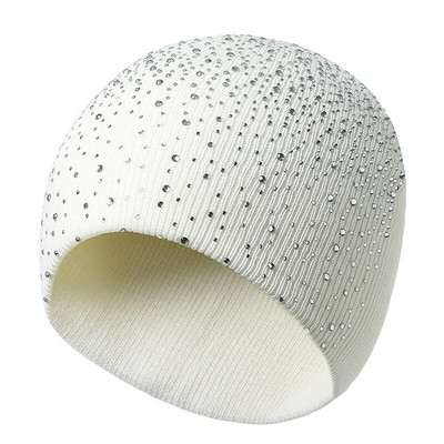 Пролет, есен, зимни шапки за жени, плетена шапка с шапка за момичета, вълнена маркова шапка с блестящи кристали, женски ежедневни шапки