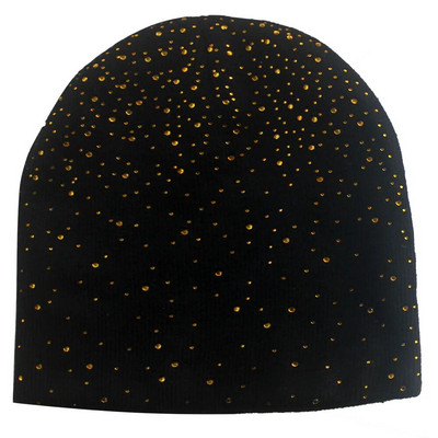 Пролет, есен, зимни шапки за жени, плетена шапка с шапка за момичета, вълнена маркова шапка с блестящи кристали, женски ежедневни шапки