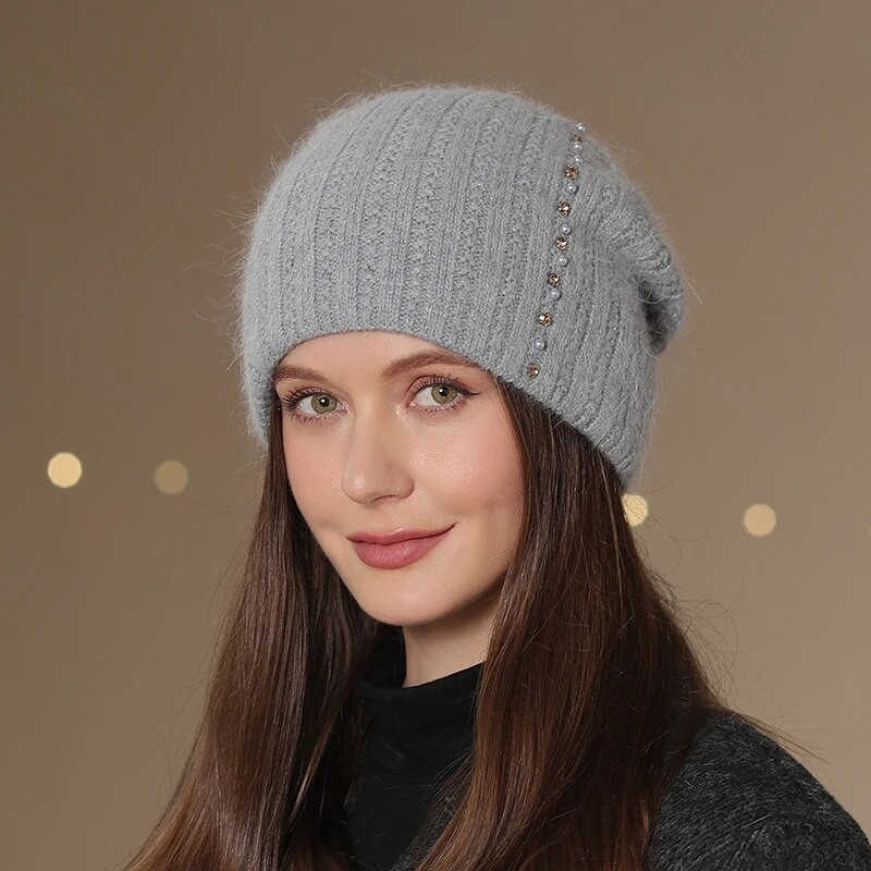 Modes izrotājums Beanie cepure Truša kažokādas maisījums silta mamma slēpošanas cepure Jauna sieviešu ziemas cepure sieviešu ielas apģērbam Trend trikotāžas cepure