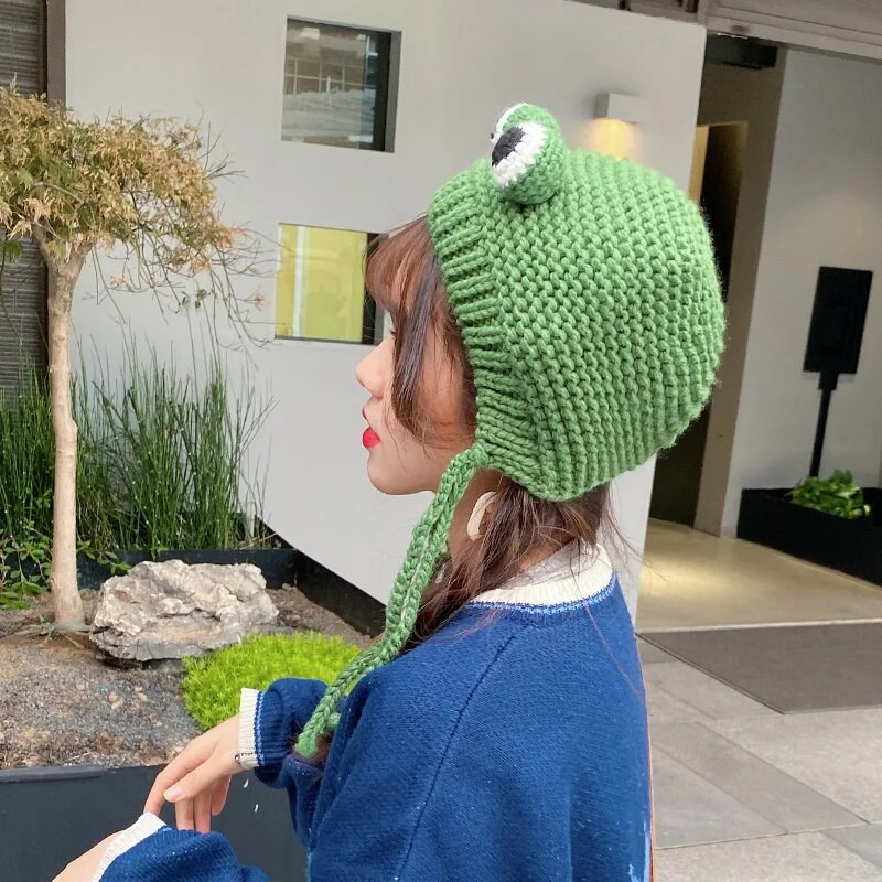 2020. gada sieviešu cepures ziemas ar pomponu Jauka vardes cepure Tamborēta liela Trikotāžas meitenēm Kostīms Beanie Ziemassvētku modes Cepures Cepures