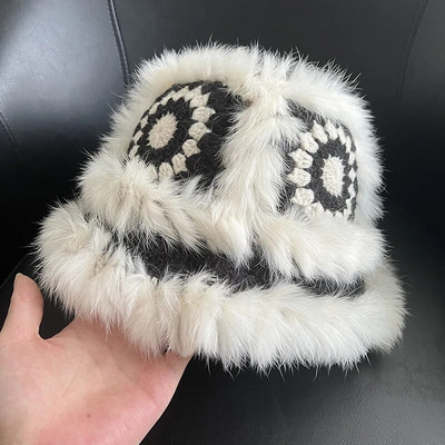 Kineski šik šeširi za žene, zimske, tople, slatke plišane kape, velika glava, struk, ležerno zečje krzno, 2023. Pletene ribarske kape