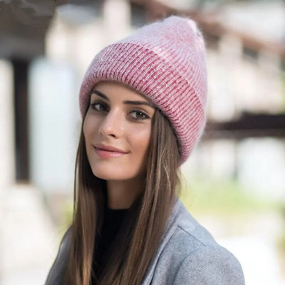 2019 m. naujos aukštos kokybės žieminės skrybėlės moterims, kašmyro kepuraitės Ladise megztos vilnos kepuraitės Angora Pompom Gorros