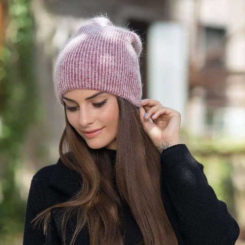 2019. gada jaunas augstas kvalitātes ziemas cepures sievietēm ar kašmira pupiņām Ladise trikotāžas vilnas skullies vāciņš Angora Pompom Gorros