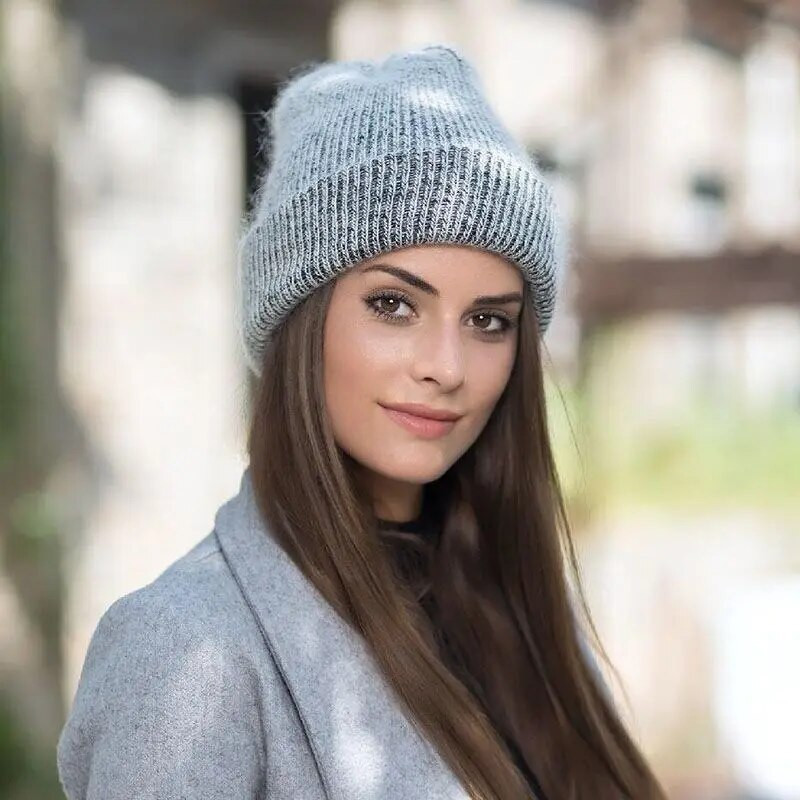 2019. gada jaunas augstas kvalitātes ziemas cepures sievietēm ar kašmira pupiņām Ladise trikotāžas vilnas skullies vāciņš Angora Pompom Gorros