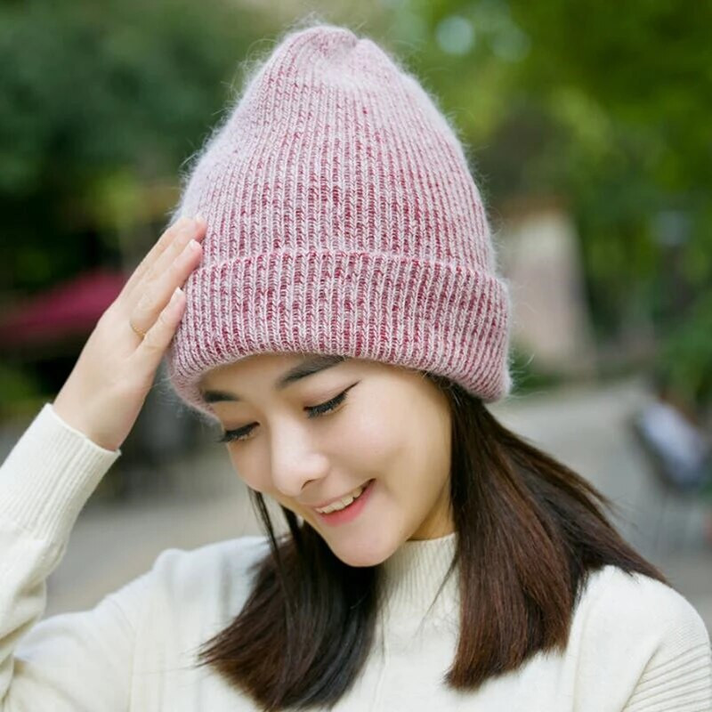 2019. gada jaunas augstas kvalitātes ziemas cepures sievietēm ar kašmira pupiņām Ladise trikotāžas vilnas skullies vāciņš Angora Pompom Gorros