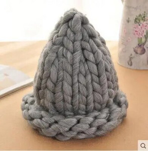 Vienkārša meitene Ikdienišķa Kokvilna Akrils Jauna Mode Sieviešu Ziemas Vilnas Cepures Roku Rupja Trikotāžas Cepure Sievietēm Pupiņas