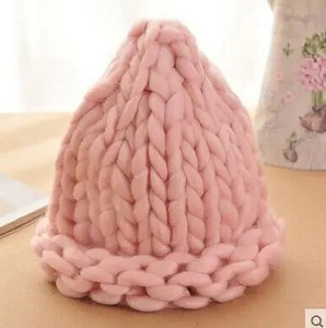 Vienkārša meitene Ikdienišķa Kokvilna Akrils Jauna Mode Sieviešu Ziemas Vilnas Cepures Roku Rupja Trikotāžas Cepure Sievietēm Pupiņas