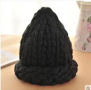 Vienkārša meitene Ikdienišķa Kokvilna Akrils Jauna Mode Sieviešu Ziemas Vilnas Cepures Roku Rupja Trikotāžas Cepure Sievietēm Pupiņas